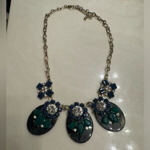 Blue and Green Rhinestone Statement Necklace!